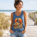 I Remain Unimpressed Tank Top — Raccoon Riding Colorful Snail Retro Graphic