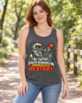 Robot Graphic Tank Top — "Earth Requires an Immediate Restart" Retro Sci‑Fi Tee