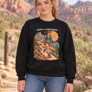 Trail Runner Crewneck Sweatshirt — Desert Hiking Graphic (Run to the Sunrise)