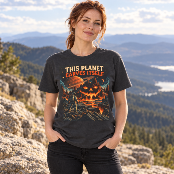 This Planet Carves Itself Graphic T-Shirt – Retro Space Explorer Tee