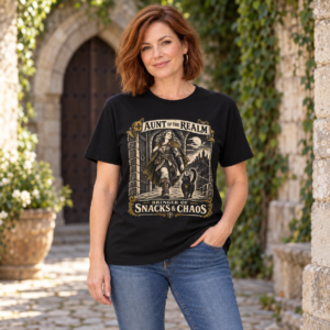 Aunt of the Realm T-Shirt — Fantasy Medieval Adventure Tee (Bringer of Snacks & Chaos)