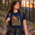 Questing Past Curfew T-Shirt — Retro RPG Cat & Crow Fantasy Tee