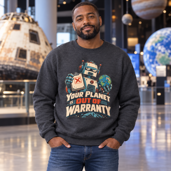 Robot 'Your Planet Is Out Of Warranty' Crewneck Sweatshirt