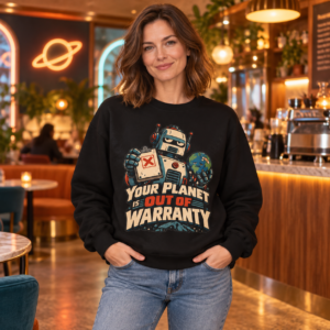Robot 'Your Planet Is Out Of Warranty' Crewneck Sweatshirt