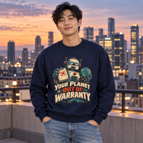 Robot 'Your Planet Is Out Of Warranty' Crewneck Sweatshirt