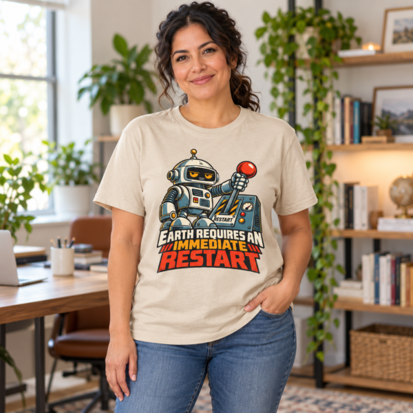 Robot 'Earth Requires an Immediate Restart' T-Shirt