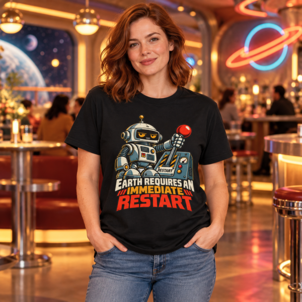 Robot 'Earth Requires an Immediate Restart' T-Shirt