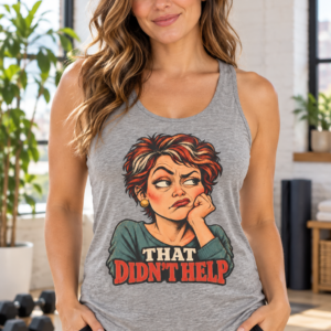 That Didn’t Help Tank Top — Funny Retro Sarcastic Graphic Vest