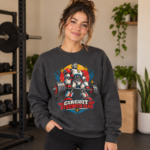 Circuit Strength Club Sweatshirt — Retro Robot Weightlifting Crewneck