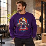 Circuit Strength Club Sweatshirt — Retro Robot Weightlifting Crewneck