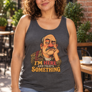 I’m Here And That’s Something Tank Top — Funny Sarcastic Vintage Dad Graphic Tank