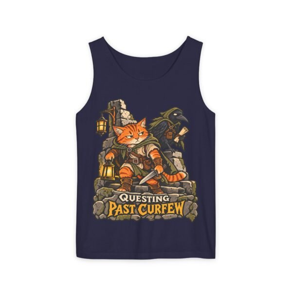 Questing Past Curfew Tank Top — Retro RPG Cat & Crow Fantasy
