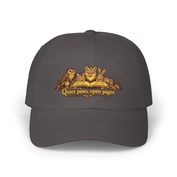 Dad Cap — “Quiet Paws, Open Pages” Cat & Owl Reading Embroidered Hat