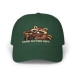 Grind Setting Dept. Raccoon Espresso Dad Cap — Relaxed Embroidered Baseball Hat