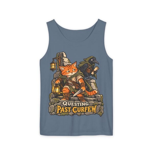 Questing Past Curfew Tank Top — Retro RPG Cat & Crow Fantasy