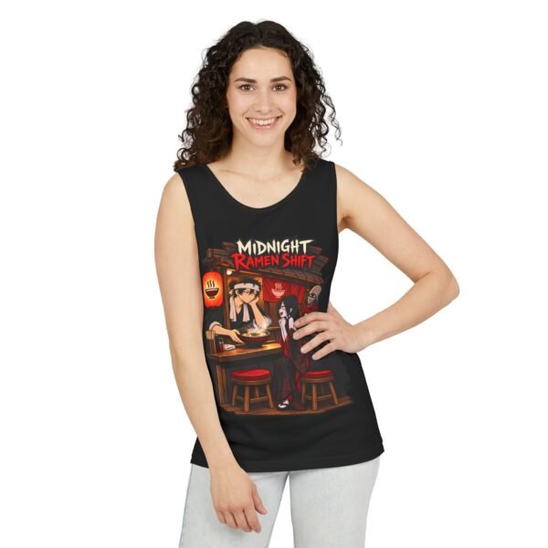 Midnight Ramen Shift Tank Top — Anime Night Owl Graphic Tank
