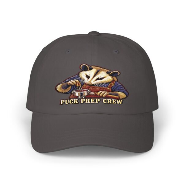 Puck Prep Crew Dad Cap — Embroidered Hockey Raccoon Baseball Hat