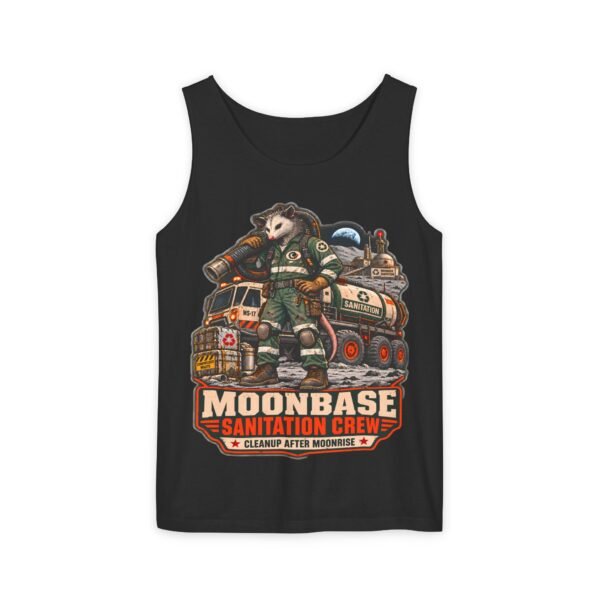 Moonbase Sanitation Crew Tank Top — Retro Space Janitor Graphic