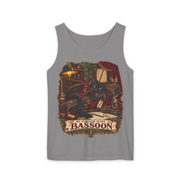 Bassoon Player Tank Top — "My Familiar Plays Bassoon" Vintage Musician Graphic