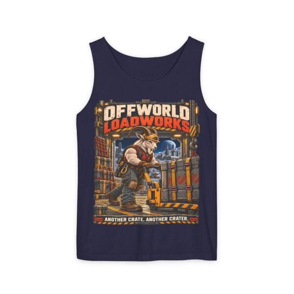 Offworld Loadworks sci-fi warehouse Mountain Goat Worker illustration Tank Top | space cargo loading