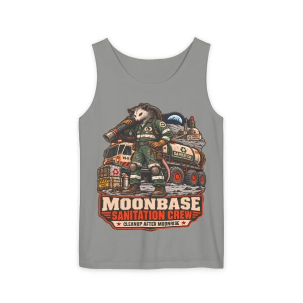 Moonbase Sanitation Crew Tank Top — Retro Space Janitor Graphic