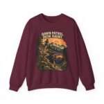 Outdoor Crewneck Sweatshirt — “Dawn Patrol Dusk Haunt” Vintage Mountain Graphic