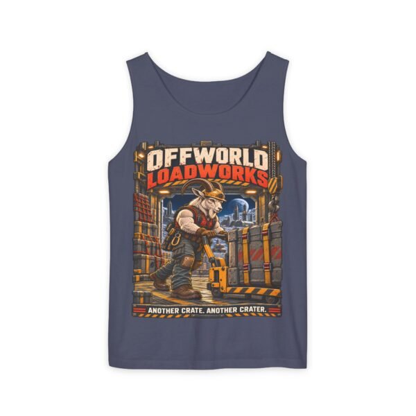 Offworld Loadworks sci-fi warehouse Mountain Goat Worker illustration Tank Top | space cargo loading