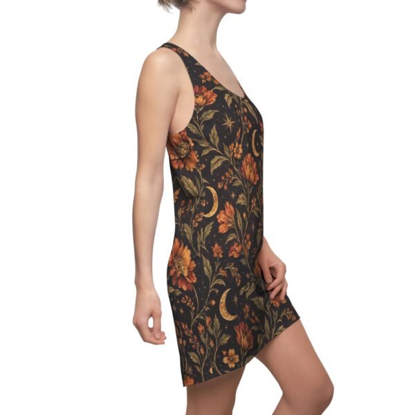 Celestial Floral Racerback Dress — Vintage Moon & Orange Bloom AOP