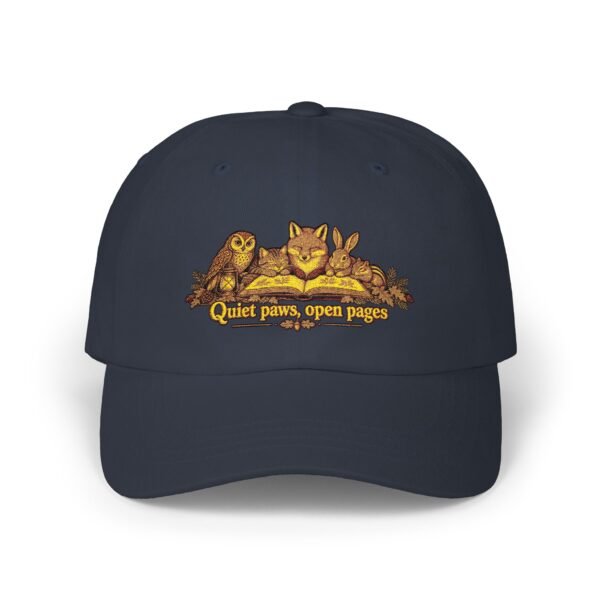 Dad Cap — “Quiet Paws, Open Pages” Cat & Owl Reading Embroidered Hat