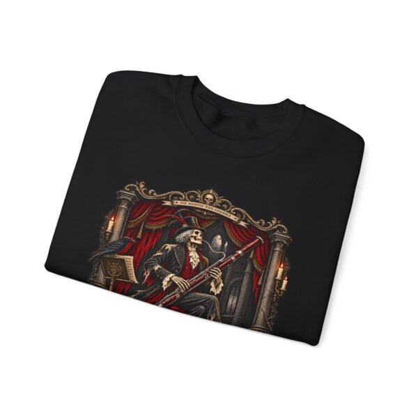 Gothic 'Bassoon of the Damned' Crewneck Sweatshirt — Skeleton Bassoonist Graphic