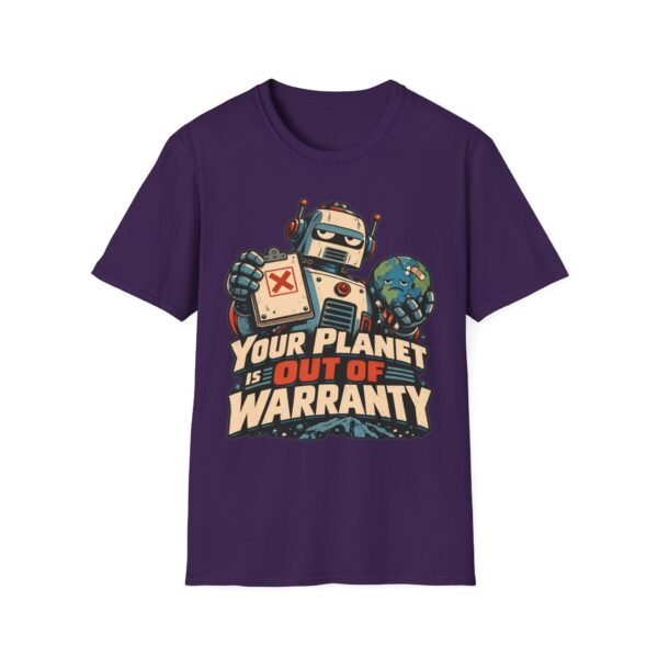 Your Planet Is Out Of Warranty T-Shirt — Retro Robot Climate Awareness Tee