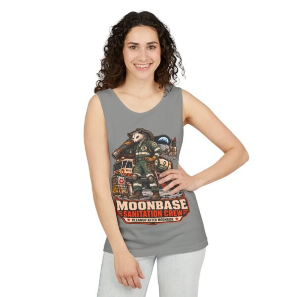 Moonbase Sanitation Crew Tank Top — Retro Space Janitor Graphic