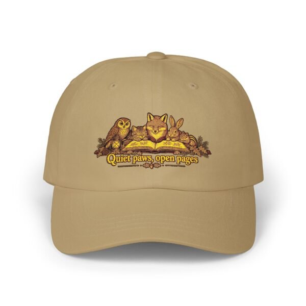 Dad Cap — “Quiet Paws, Open Pages” Cat & Owl Reading Embroidered Hat