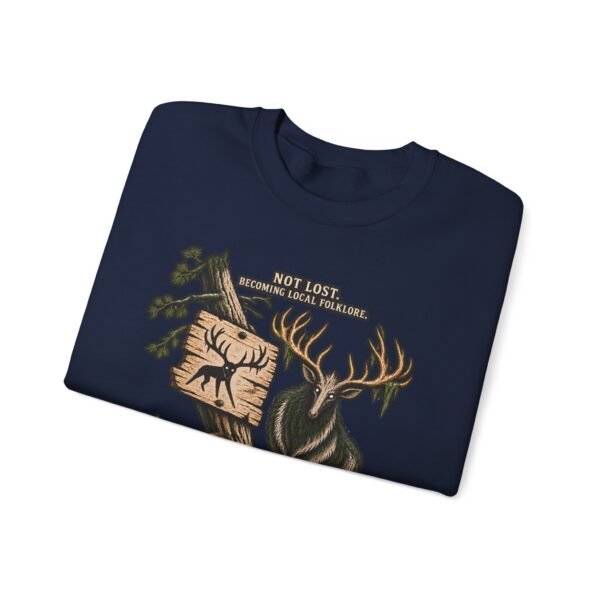 Hiking Elk Crewneck Sweatshirt — Rustic Outdoors "Don't Lose Yourself" Design