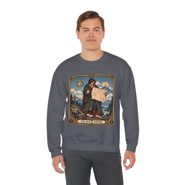 Crewneck Sweatshirt — "The Route Keeper" Vintage Map Navigator Graphic