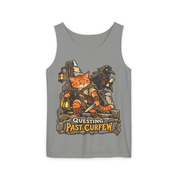 Questing Past Curfew Tank Top — Retro RPG Cat & Crow Fantasy