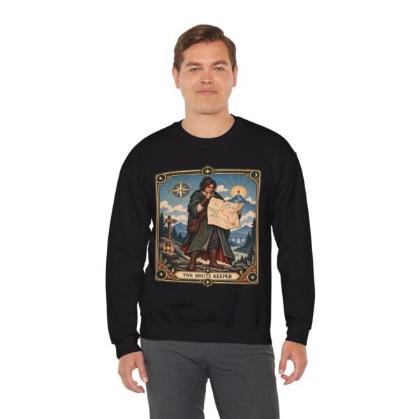 Crewneck Sweatshirt — "The Route Keeper" Vintage Map Navigator Graphic