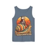 I Remain Unimpressed Tank Top — Raccoon Riding Colorful Snail Retro Graphic