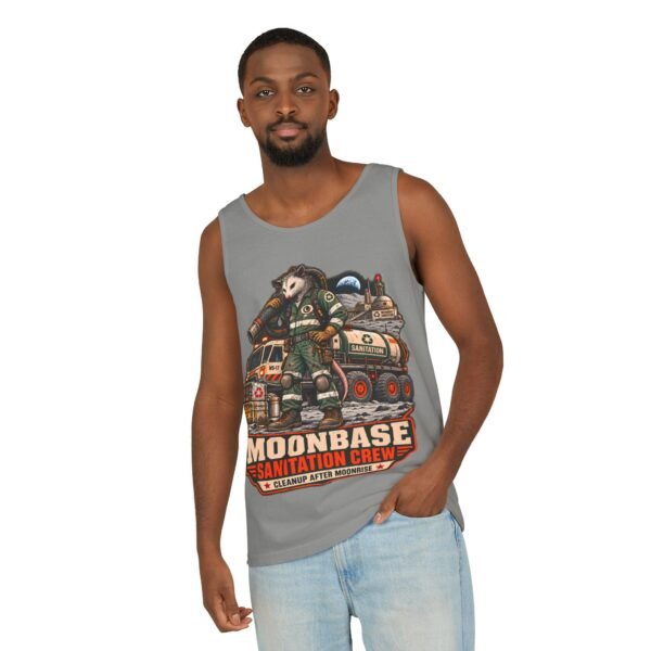 Moonbase Sanitation Crew Tank Top — Retro Space Janitor Graphic