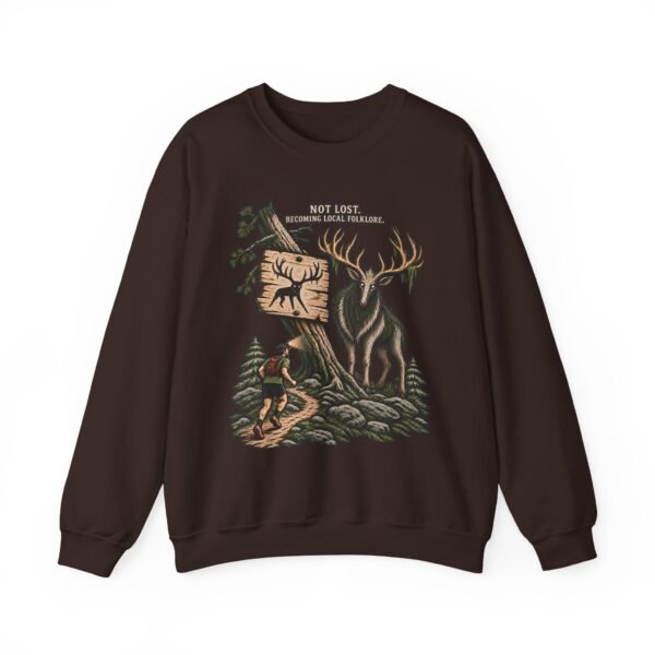 Hiking Elk Crewneck Sweatshirt — Rustic Outdoors "Don't Lose Yourself" Design