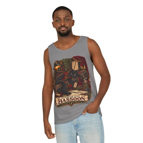 Bassoon Player Tank Top — "My Familiar Plays Bassoon" Vintage Musician Graphic