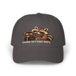 Grind Setting Dept. Raccoon Espresso Dad Cap — Relaxed Embroidered Baseball Hat