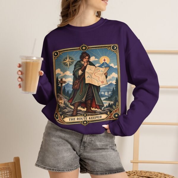 Crewneck Sweatshirt — "The Route Keeper" Vintage Map Navigator Graphic