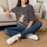Sea Monster Graphic T-Shirt – Retro Koi/Monster Harbor Illustration