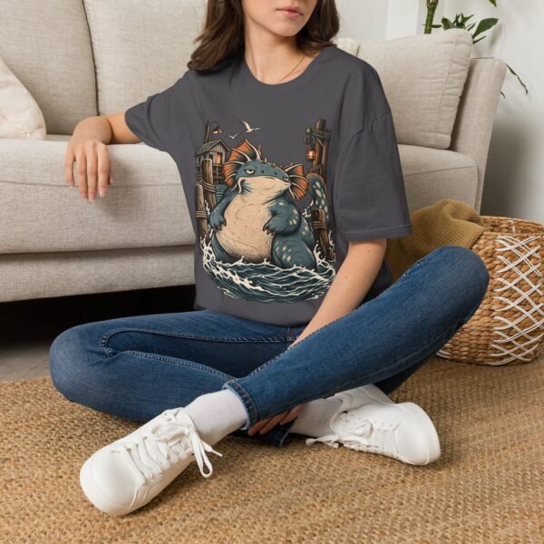 Sea Monster Graphic T-Shirt – Retro Koi/Monster Harbor Illustration