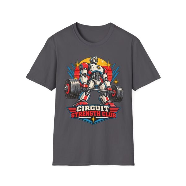 Circuit Strength Club T-Shirt — Retro Robot Weightlifting Gym Tee