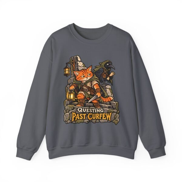 Questing Past Curfew Crewneck Sweatshirt — Fox Adventurer & Crow RPG Graphic