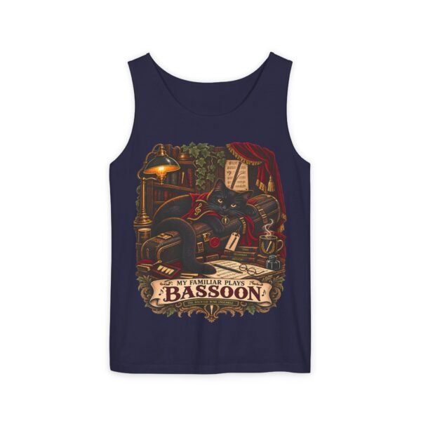 Bassoon Player Tank Top — "My Familiar Plays Bassoon" Vintage Musician Graphic