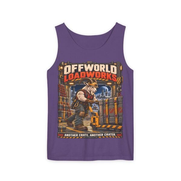 Offworld Loadworks sci-fi warehouse Mountain Goat Worker illustration Tank Top | space cargo loading