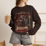 Gothic 'Bassoon of the Damned' Crewneck Sweatshirt — Skeleton Bassoonist Graphic